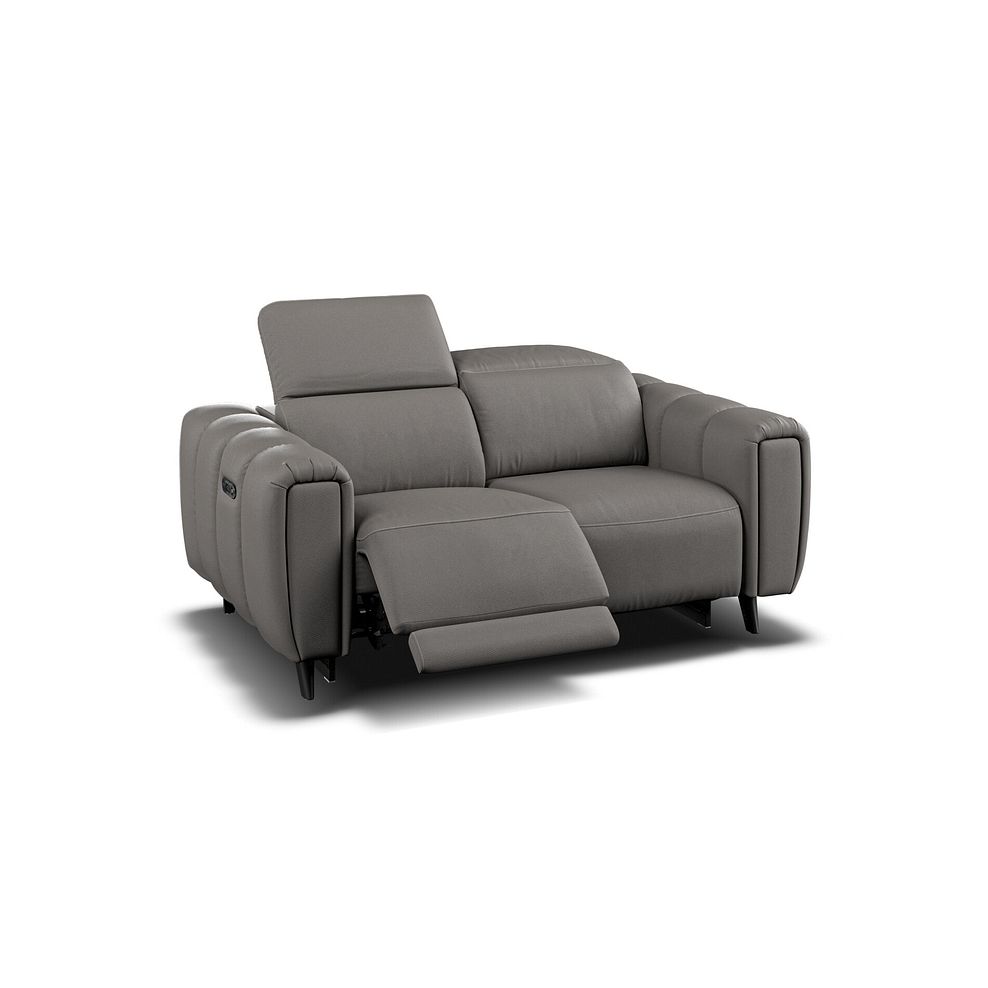 Seymour 2 Seater Recliner Sofa With Power Headrest in Elephant Grey Leather 7
