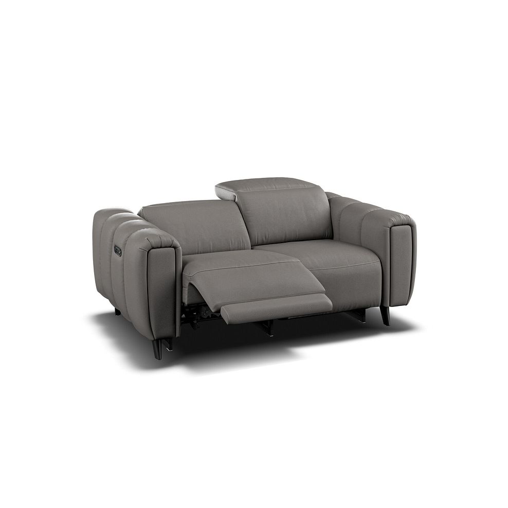 Seymour 2 Seater Recliner Sofa With Power Headrest in Elephant Grey Leather 8