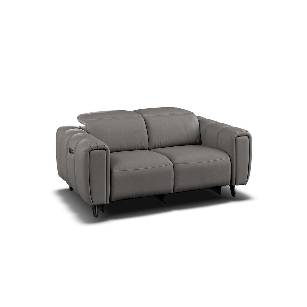 Seymour 2 Seater Recliner Sofa With Power Headrest in Elephant Grey Leather 5
