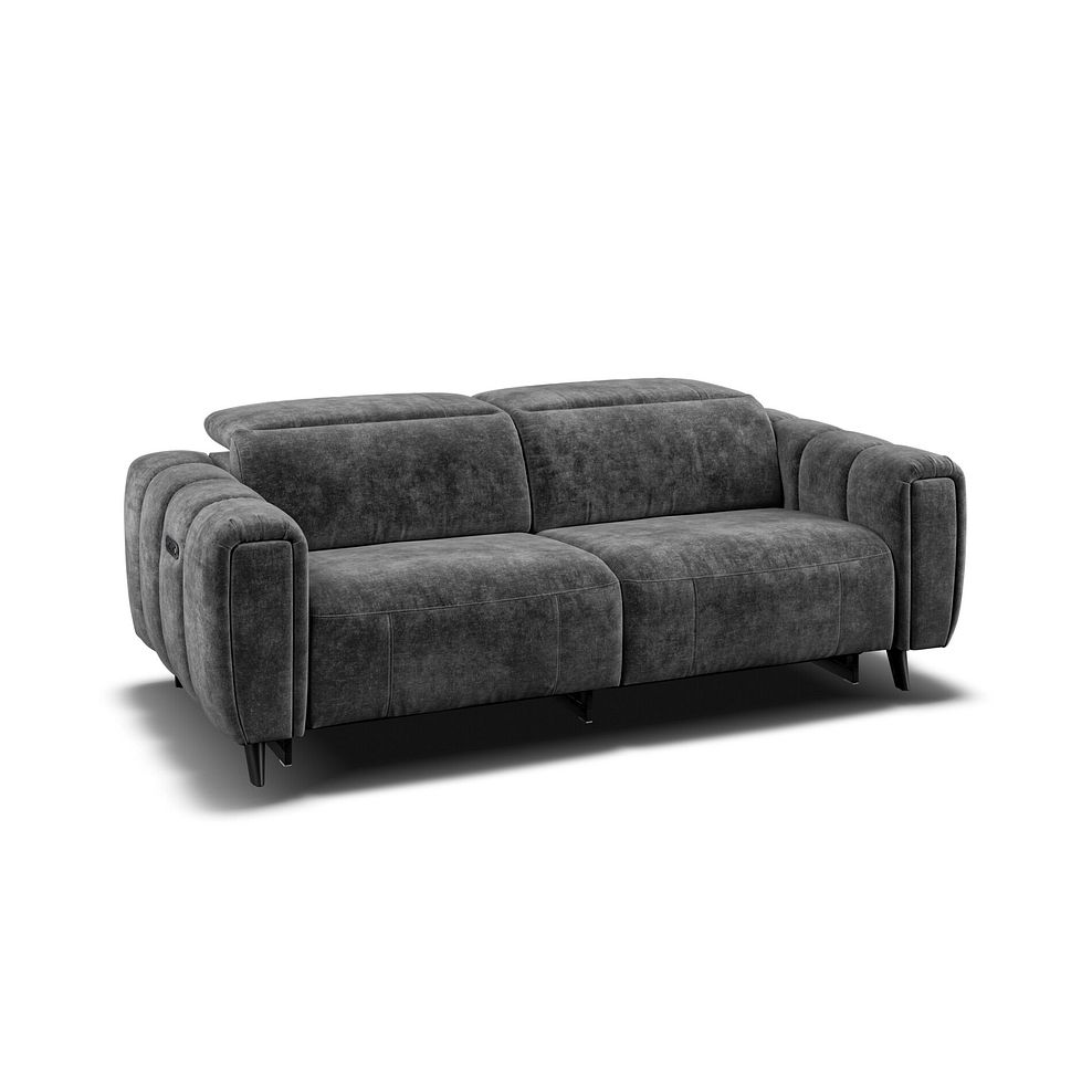 Seymour 3 Seater Recliner Sofa With Power Headrest in Descent Charcoal Fabric 1