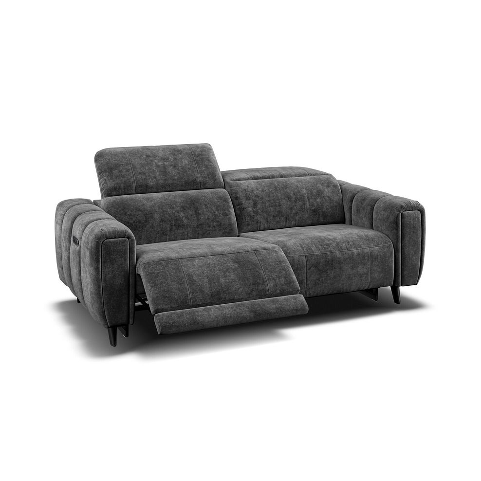 Seymour 3 Seater Recliner Sofa With Power Headrest in Descent Charcoal Fabric 2