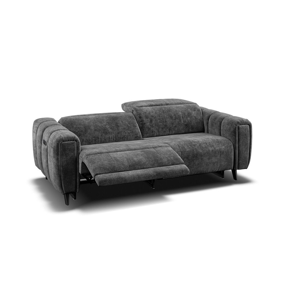 Seymour 3 Seater Recliner Sofa With Power Headrest in Descent Charcoal Fabric 3