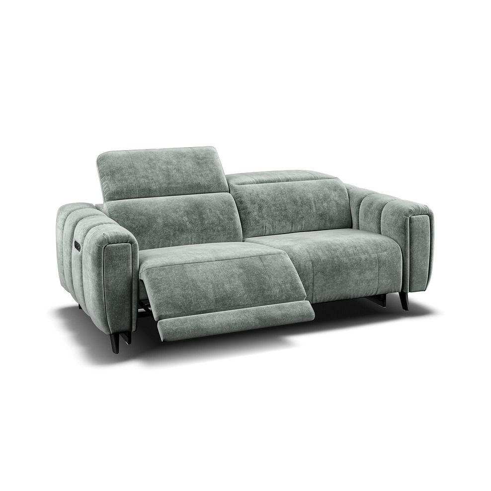 Seymour 3 Seater Recliner Sofa With Power Headrest in Descent Pewter Fabric Thumbnail 2