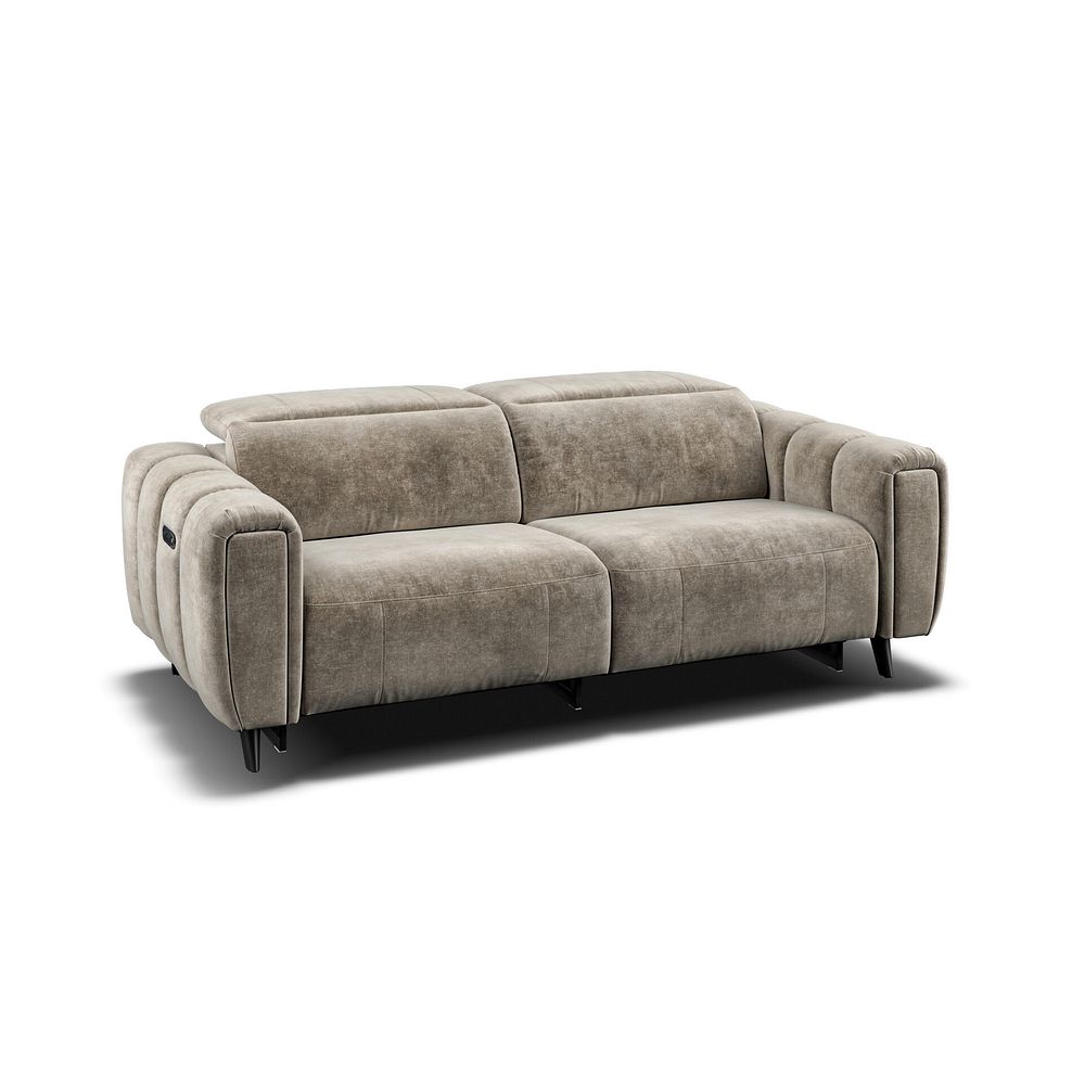 Seymour 3 Seater Recliner Sofa With Power Headrest in Descent Taupe Fabric 1