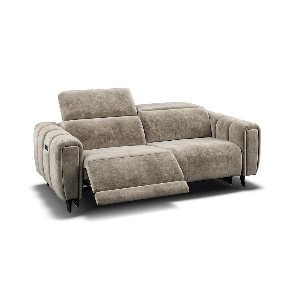 Seymour 3 Seater Recliner Sofa With Power Headrest in Descent Taupe Fabric Thumbnail 2