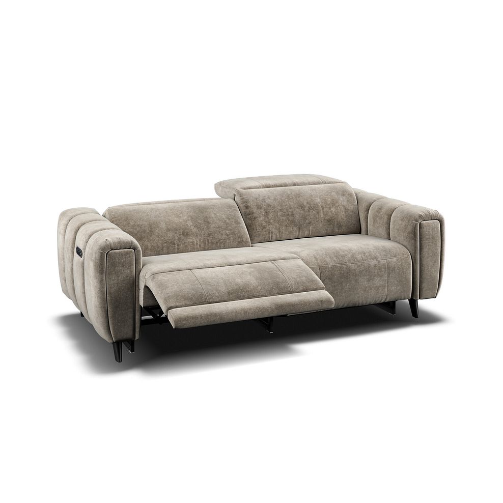 Seymour 3 Seater Recliner Sofa With Power Headrest in Descent Taupe Fabric Thumbnail 3