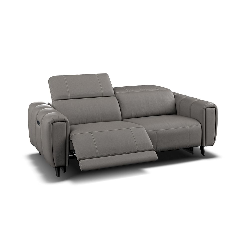 Seymour 3 Seater Recliner Sofa With Power Headrest in Elephant Grey Leather Thumbnail 2