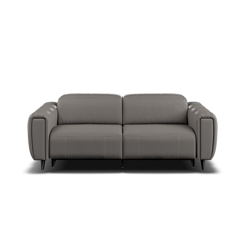 Seymour 3 Seater Recliner Sofa With Power Headrest in Elephant Grey Leather 6