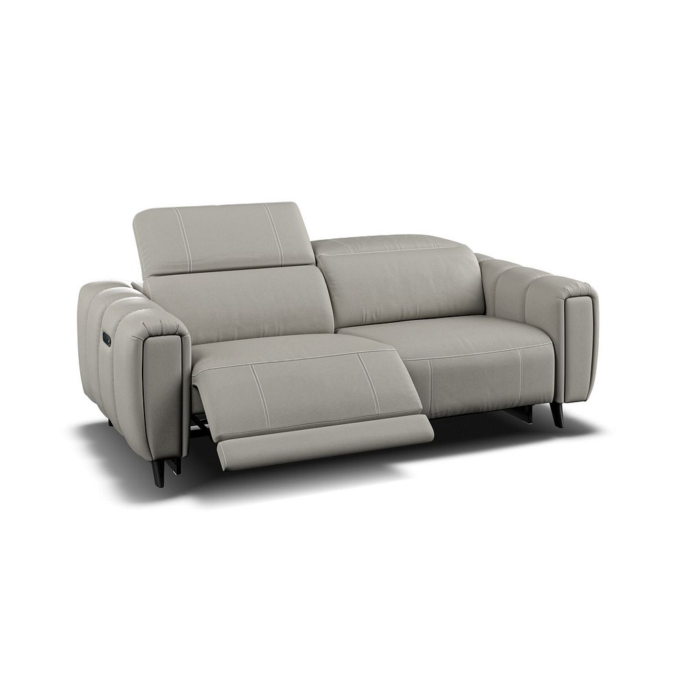 Seymour 3 Seater Recliner Sofa With Power Headrest in Taupe Leather 2