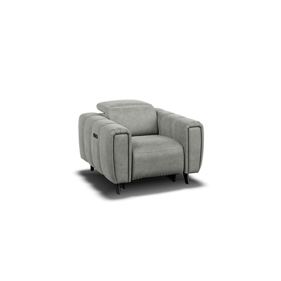 Seymour Recliner Armchair With Power Headrest in Billy Joe Dove Grey Fabric 1