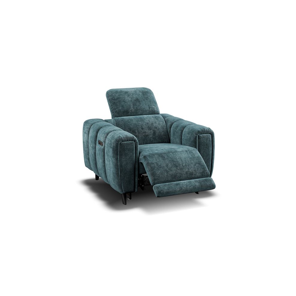 Seymour Recliner Armchair With Power Headrest in Descent Blue Fabric 6