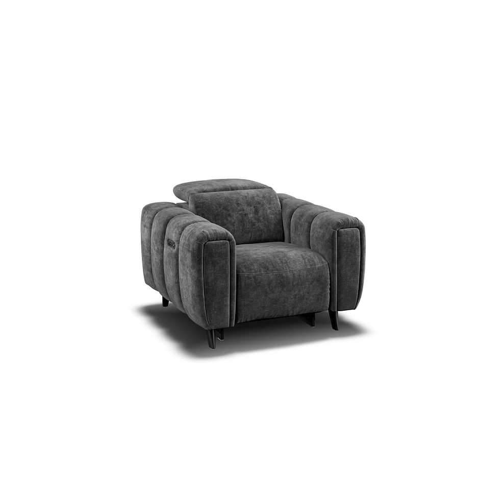 Seymour Recliner Armchair With Power Headrest in Descent Charcoal Fabric 1