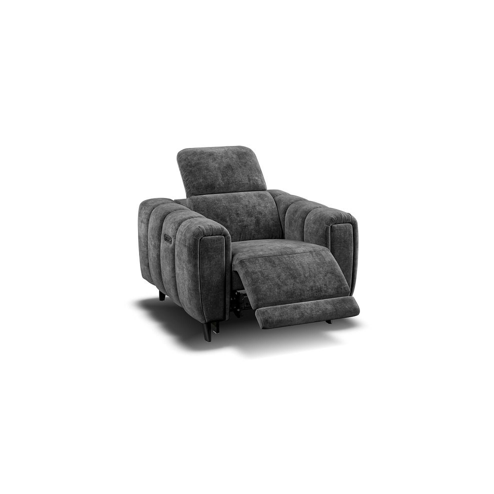 Seymour Recliner Armchair With Power Headrest in Descent Charcoal Fabric 2