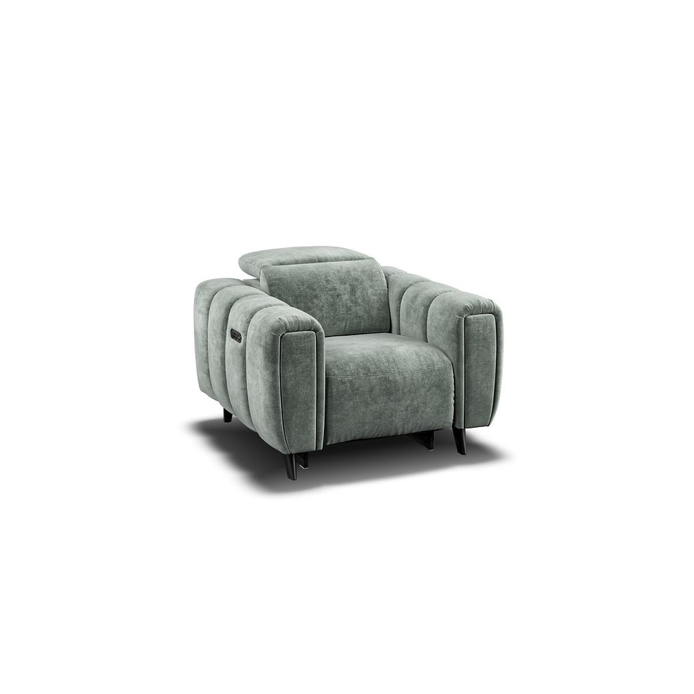 Seymour Recliner Armchair With Power Headrest in Descent Pewter Fabric Thumbnail 1