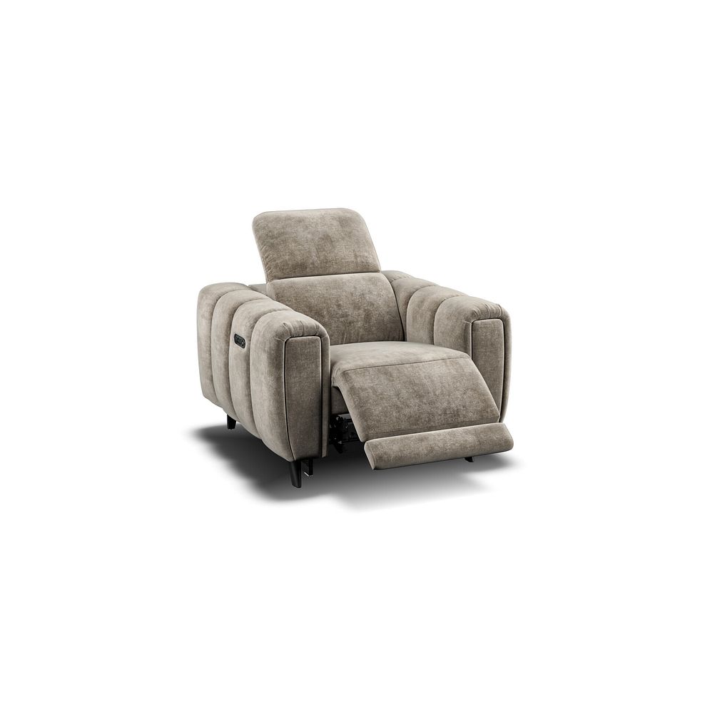 Seymour Recliner Armchair With Power Headrest in Descent Taupe Fabric Thumbnail 2