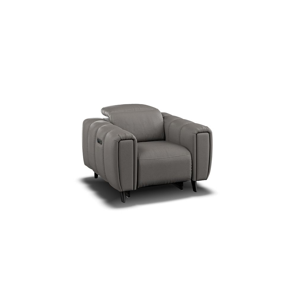 Seymour Recliner Armchair With Power Headrest in Elephant Grey Leather Thumbnail 1