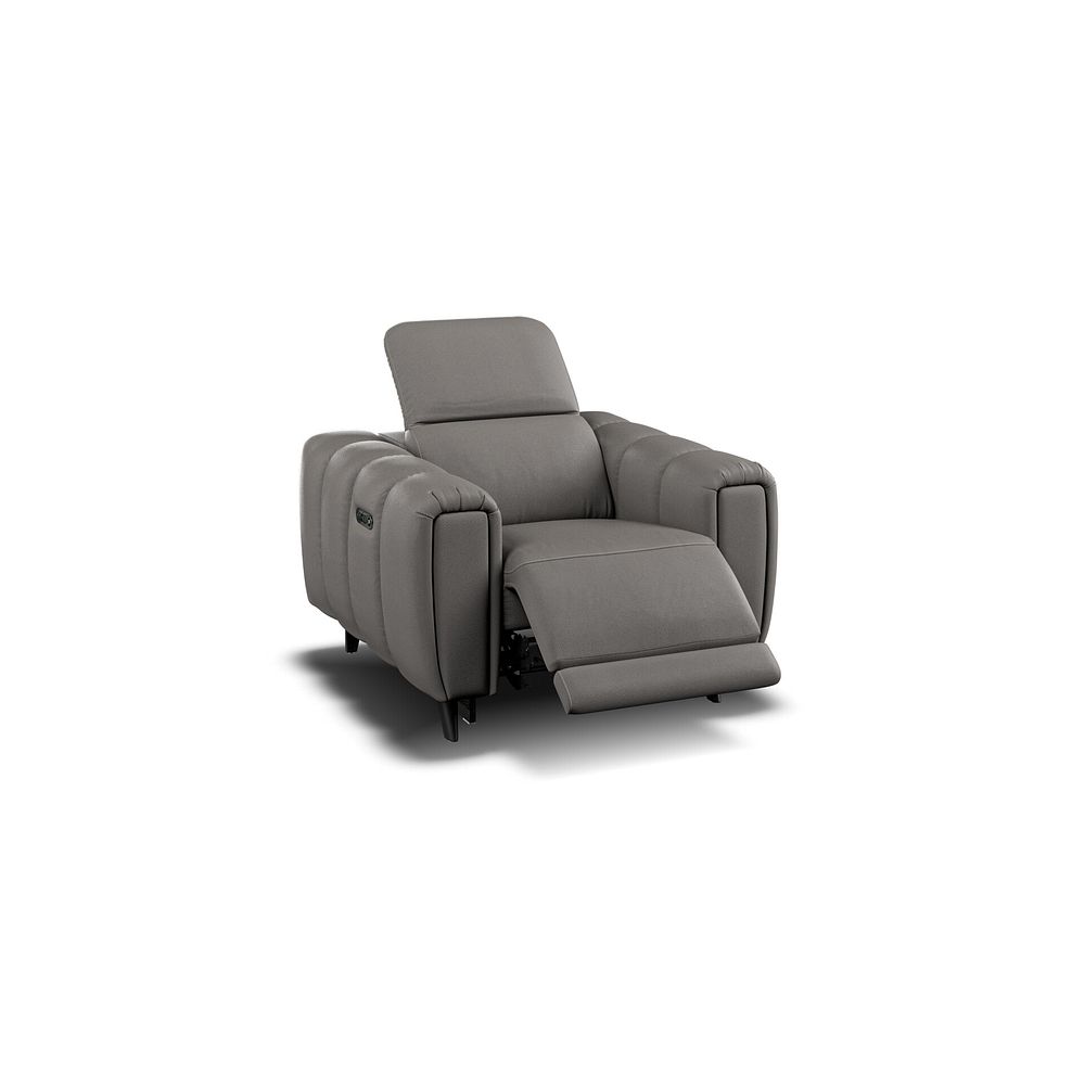 Seymour Recliner Armchair With Power Headrest in Elephant Grey Leather 2