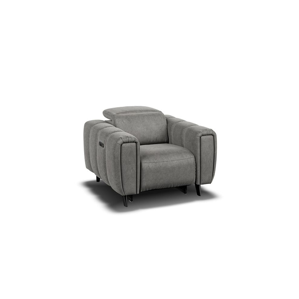 Seymour Recliner Armchair With Power Headrest in Maldives Dark Grey Fabric 1