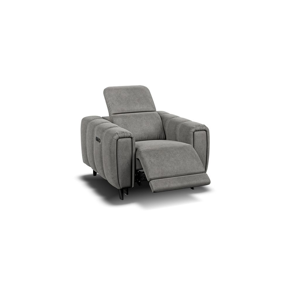 Seymour Recliner Armchair With Power Headrest in Maldives Dark Grey Fabric 2