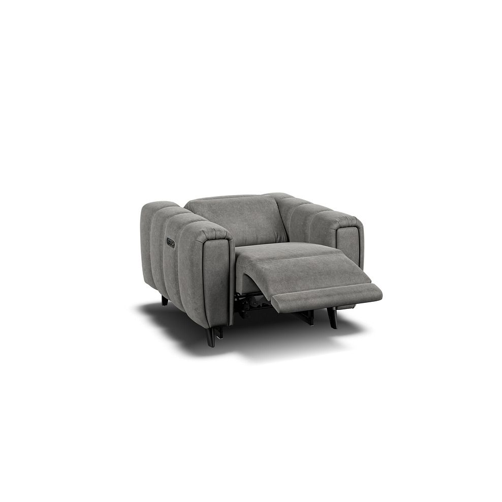 Seymour Recliner Armchair With Power Headrest in Maldives Dark Grey Fabric 3