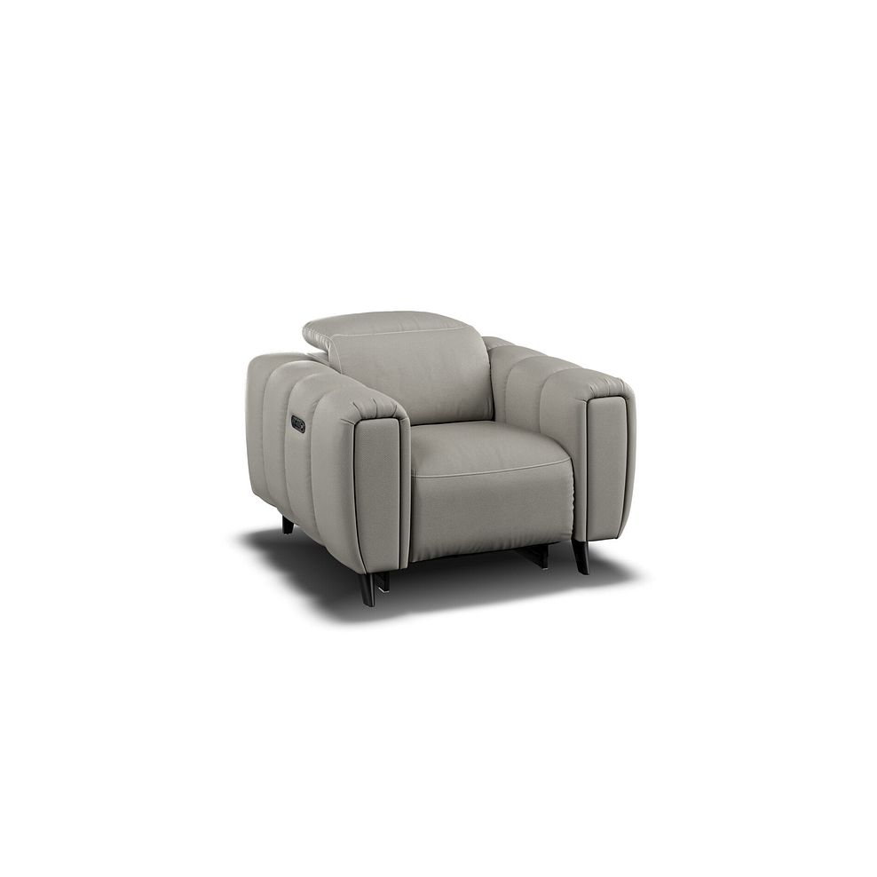 Seymour Recliner Armchair With Power Headrest in Taupe Leather Thumbnail 1