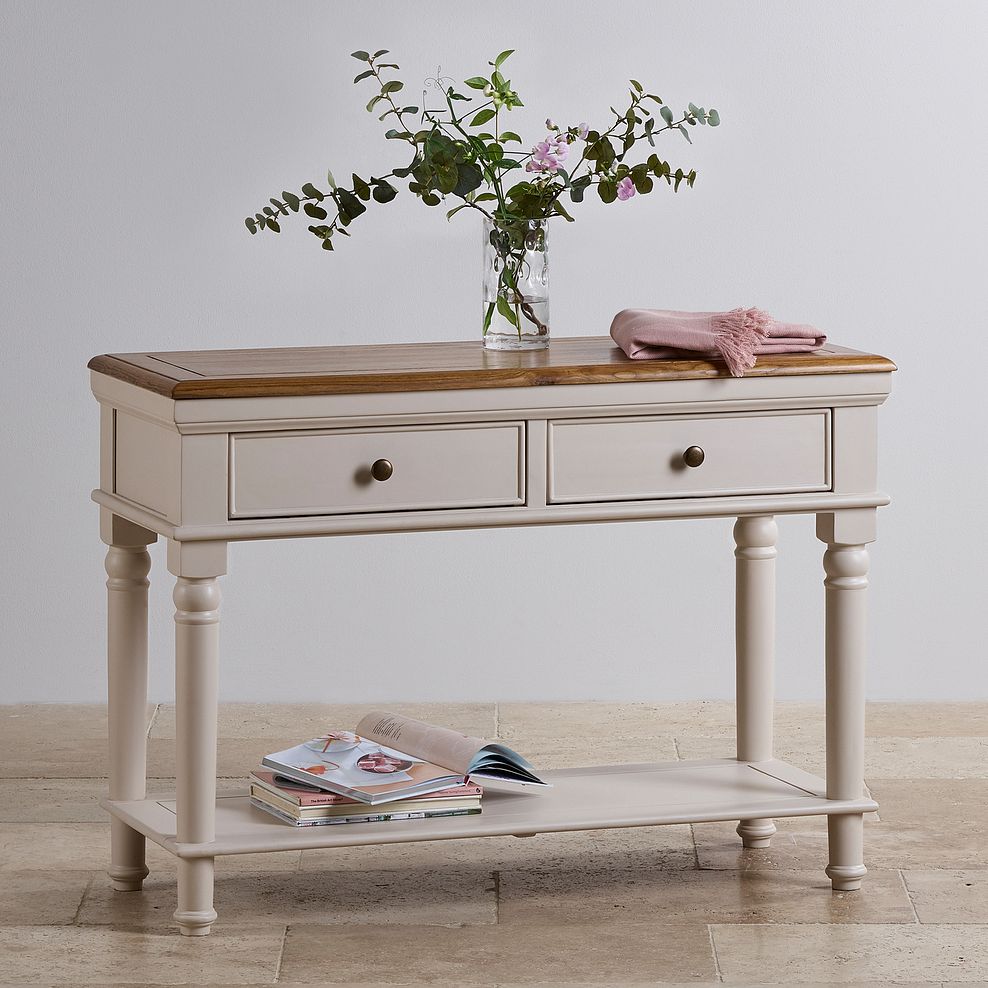 Shay Rustic Oak and Painted Console Table 3