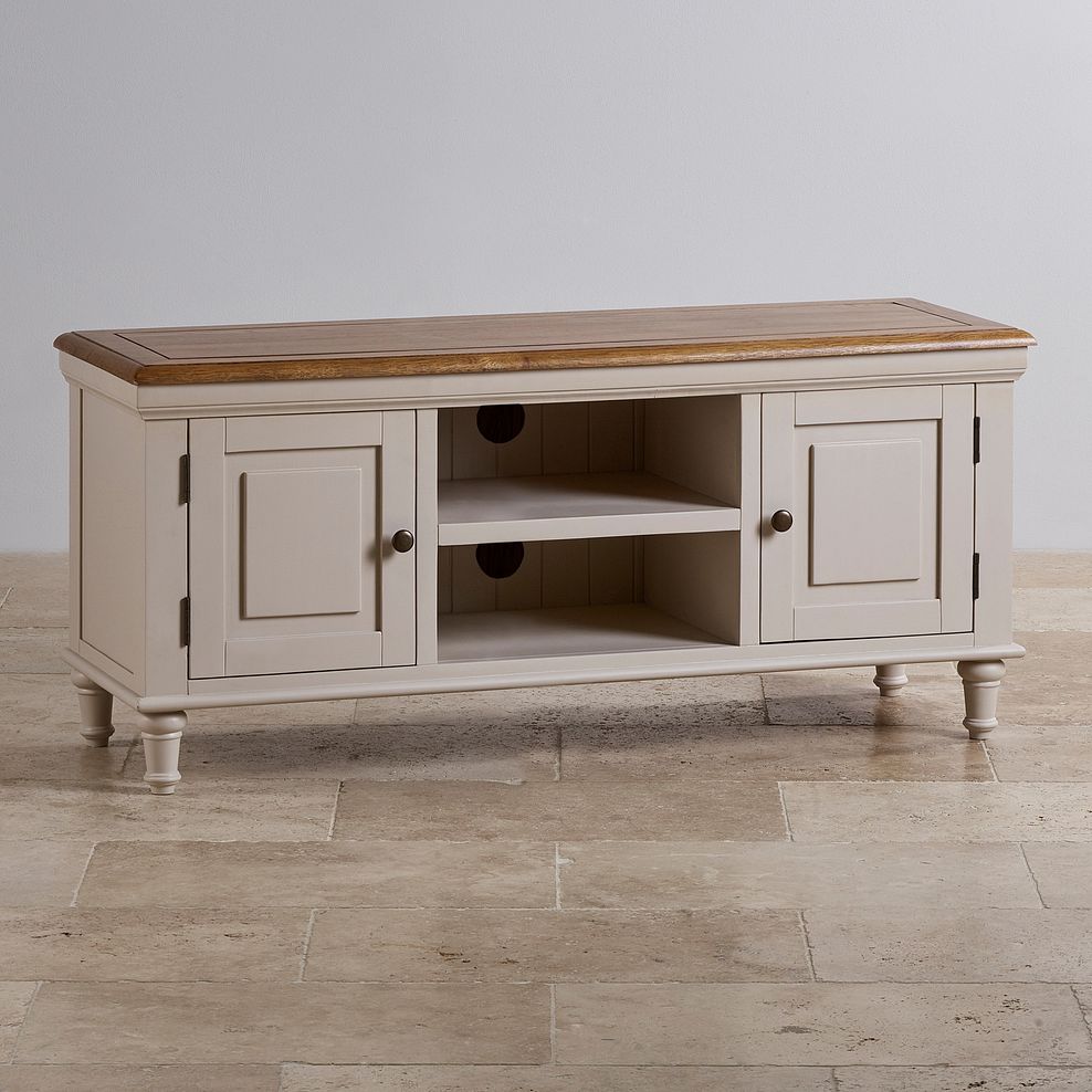 Shay Rustic Oak and Painted Large TV Cabinet 2
