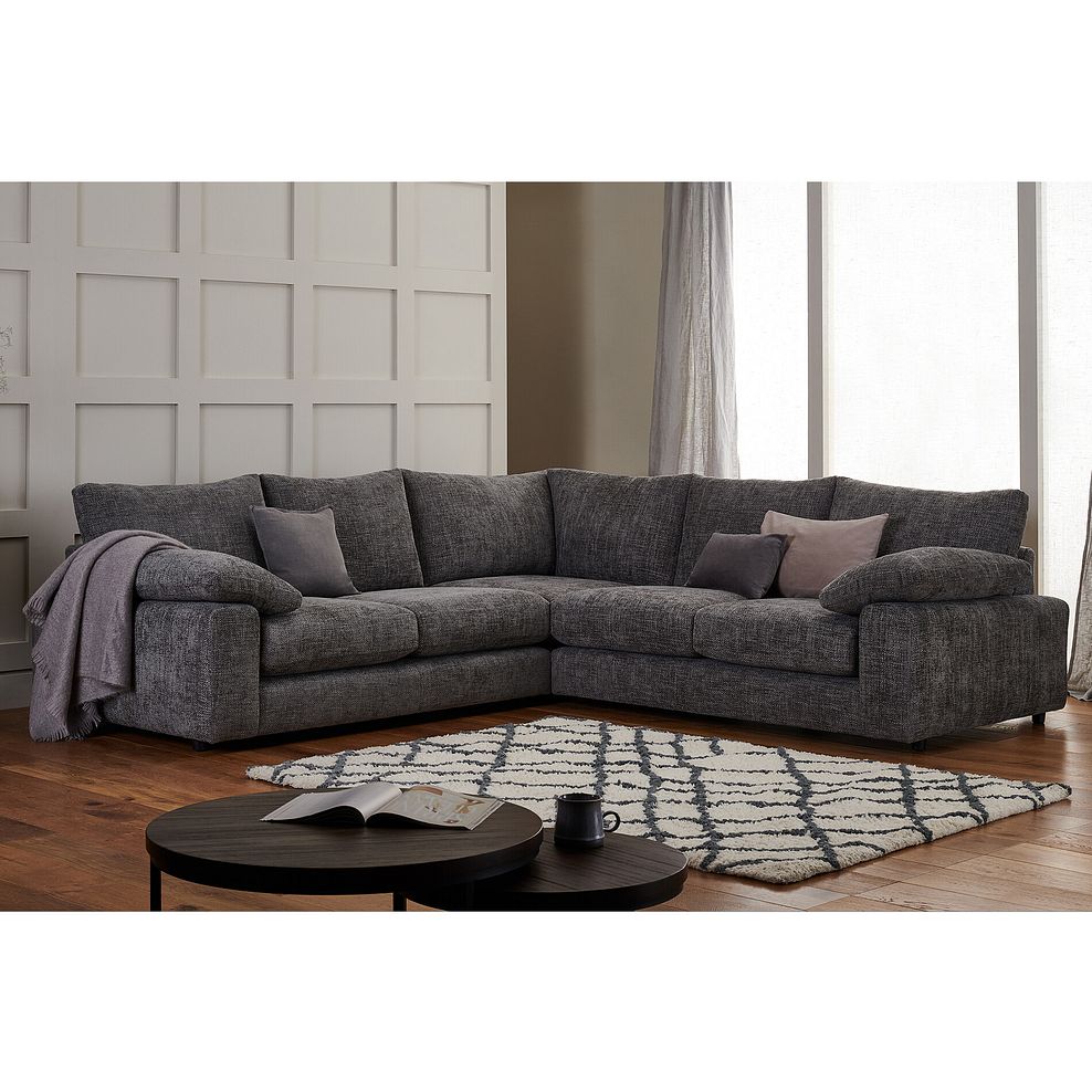Shelby Platinum Large Corner Sofa Oak Furnitureland
