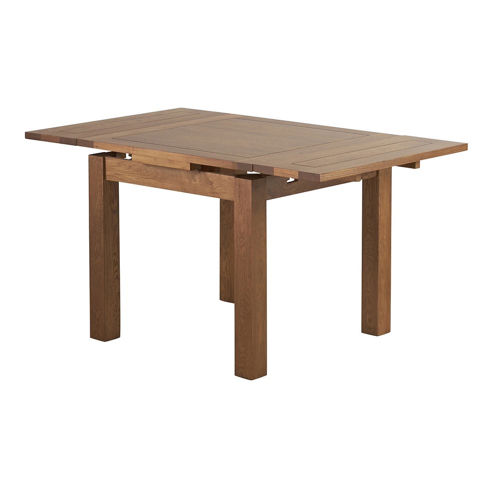 Sherwood 4 Seater Rustic Oak Extending Dining Table + 4 Dawson Chairs with Oak Legs in Suede Look Brown Fabric 3