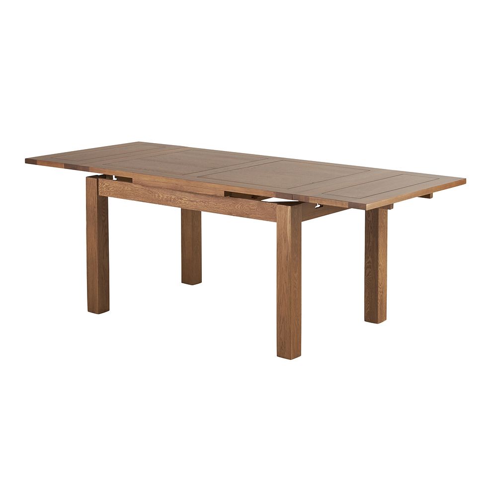 Sherwood Rustic Oak 4ft 7" Extending Dining Table + 4 Dawson Chairs with Oak Legs in Suede Look Brown Fabric 3