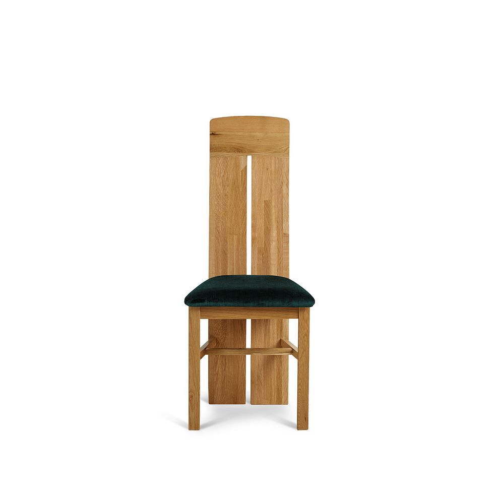 Sherwood Rustic Oak 6ft Extending Dining Table + 6 Scroll Back Chairs in Heritage Bottle Green Velvet with Oak Legs 4