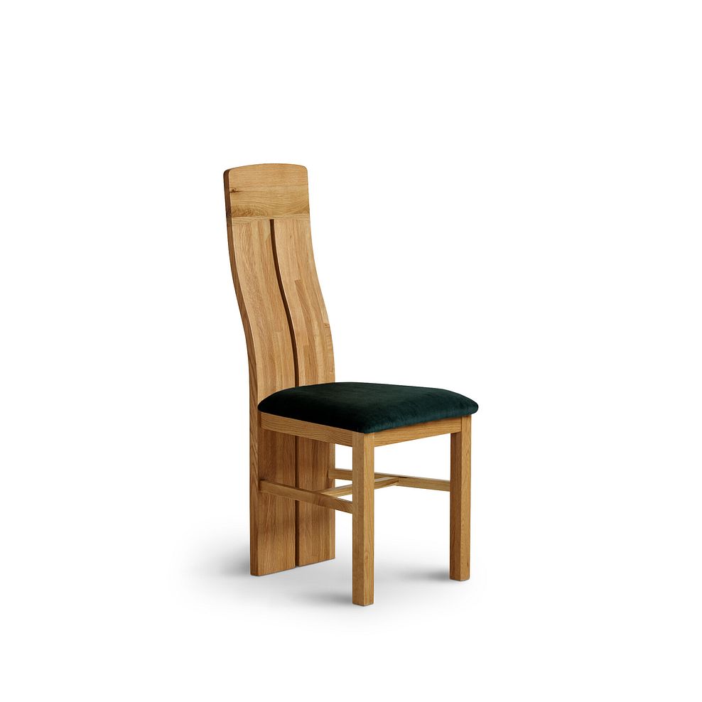 Sherwood Rustic Oak 6ft Extending Dining Table + 6 Scroll Back Chairs in Heritage Bottle Green Velvet with Oak Legs 5