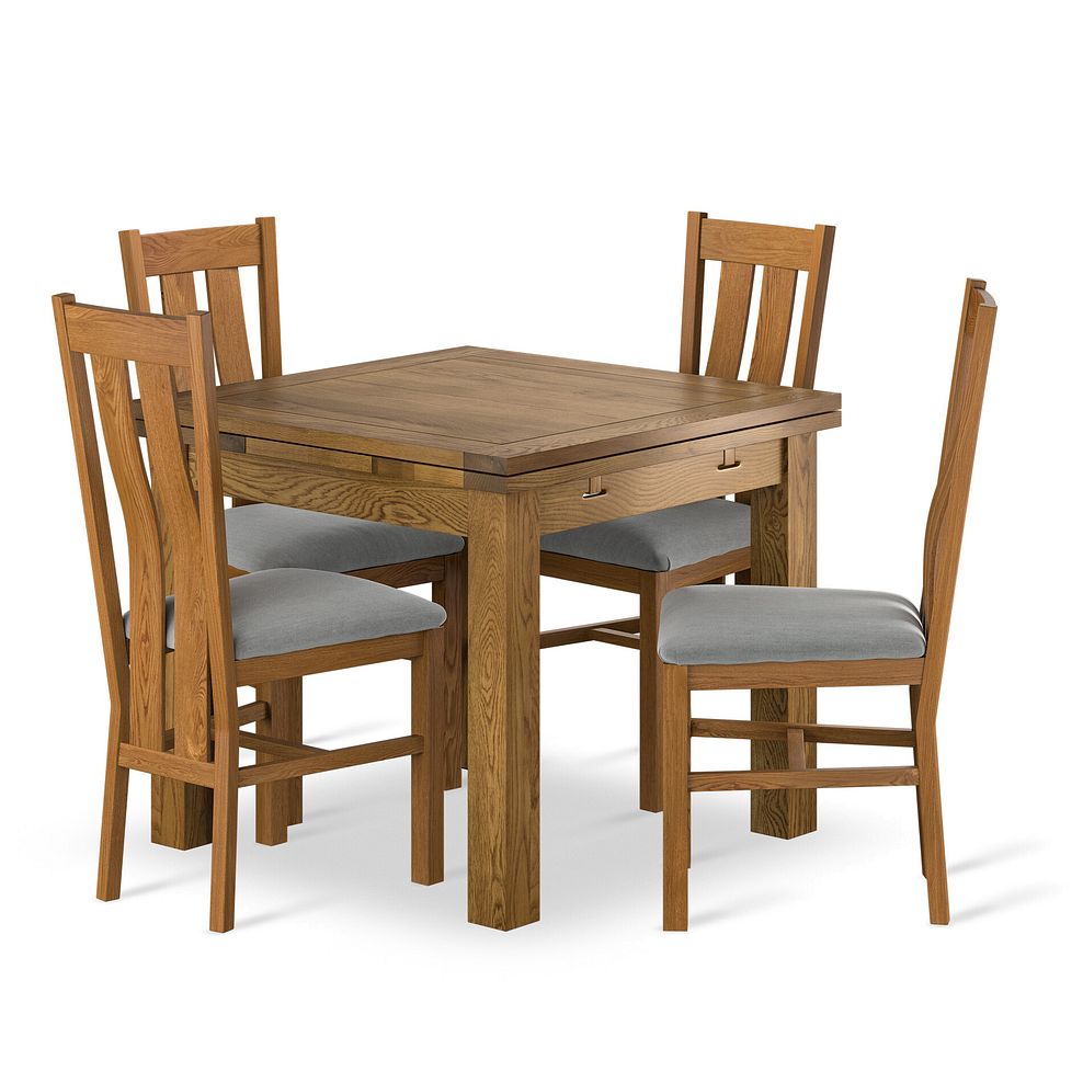 Sherwood Rustic Oak Extending Dining Table And 4 Arched Backs In Verona Grey  1