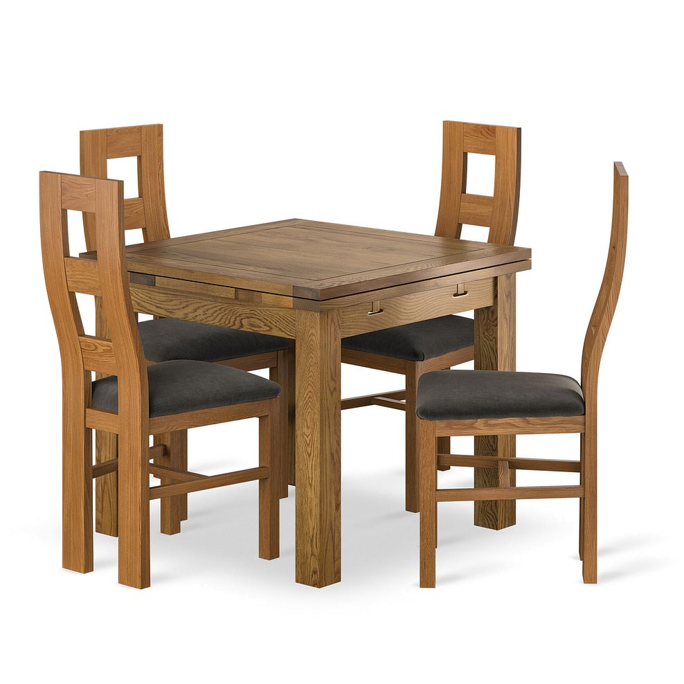 Sherwood Rustic Oak Extending Dining Table And 4 Wave Backs In Verona Chocolate 1
