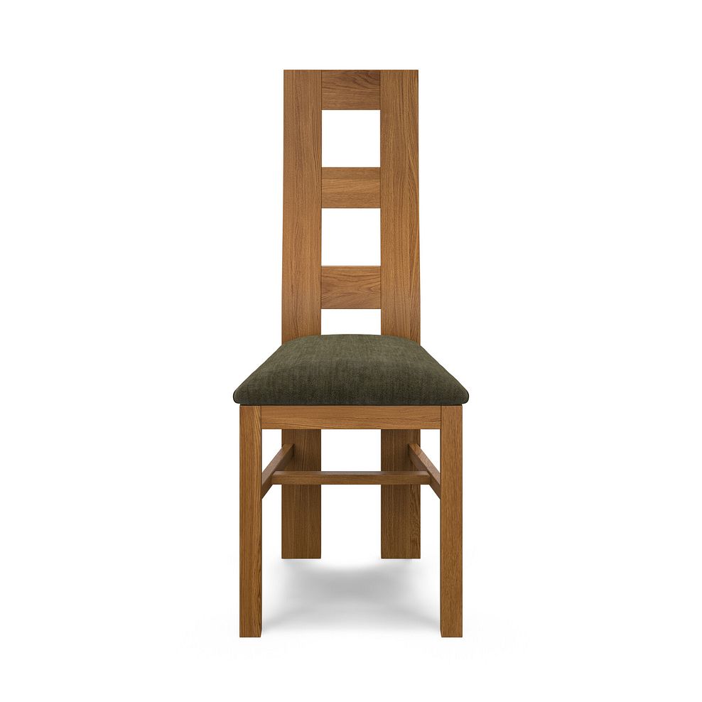 Sherwood Rustic Oak Extending Dining Table And 6 Wave Backs In Verona Green  5