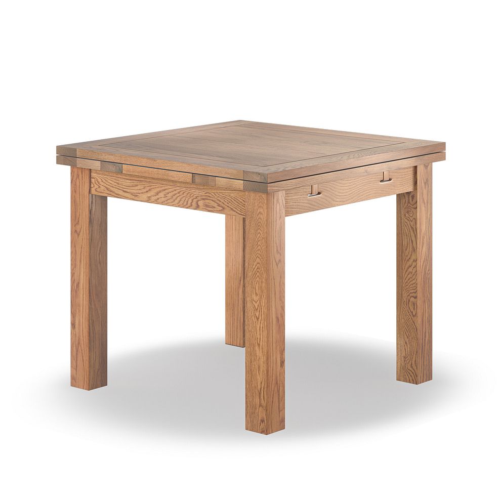 Sherwood Rustic Solid Oak 3ft x 3ft Extending Dining Table + 4 Cross Back Rustic Solid Oak Chair with Verona Cream Fabric Seat 2
