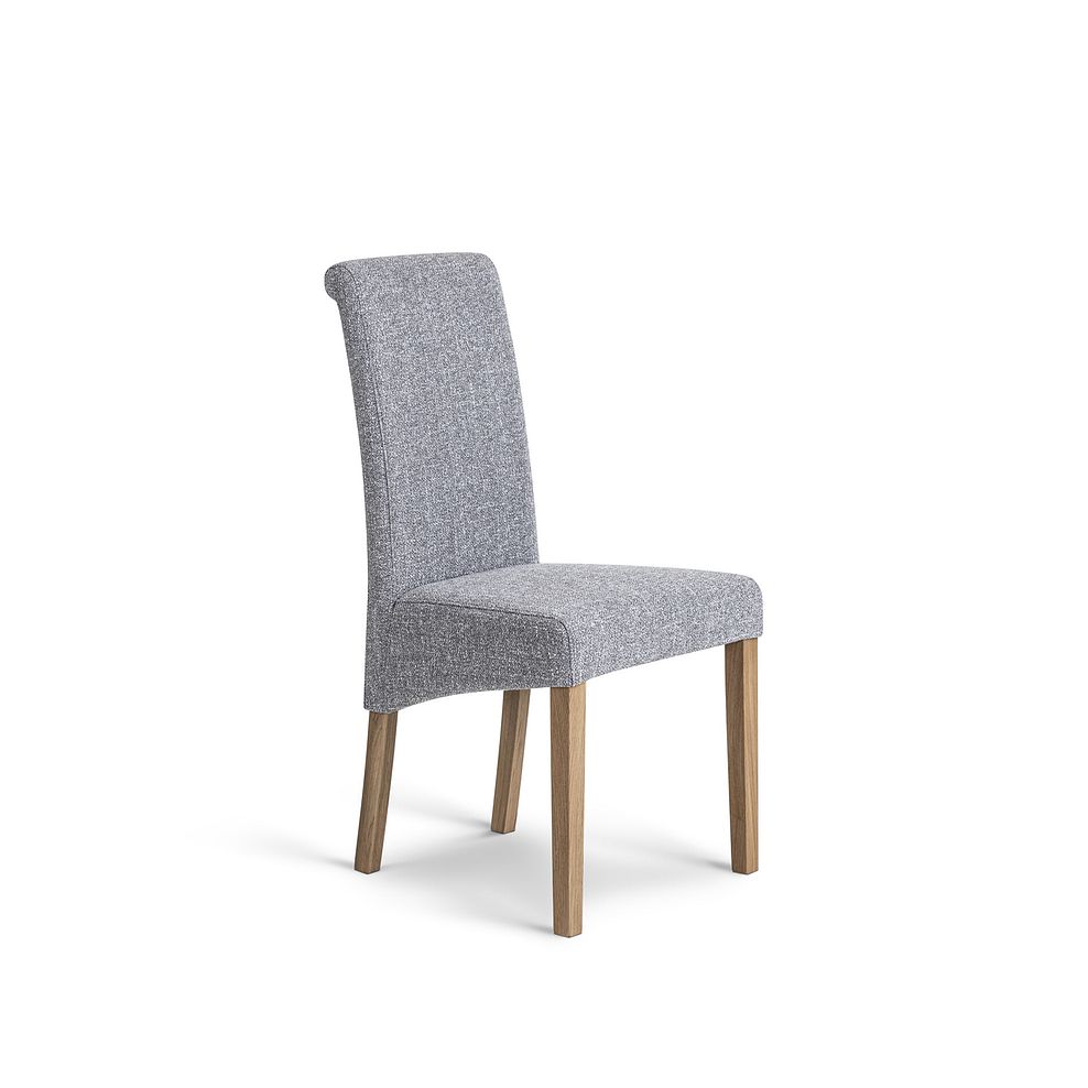 Sherwood Rustic Solid Oak 3ft x 3ft Extending Dining Table + 4 Scroll Back Chair in Conway Grey Fabric with Solid Oak Legs 4