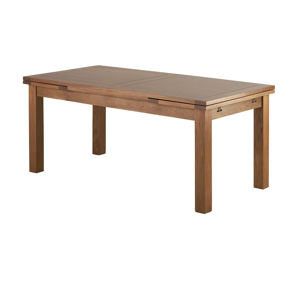 Sherwood Rustic Solid Oak 6ft Extending Table with 6 Scroll Back Plain Grey Fabric Chairs 4
