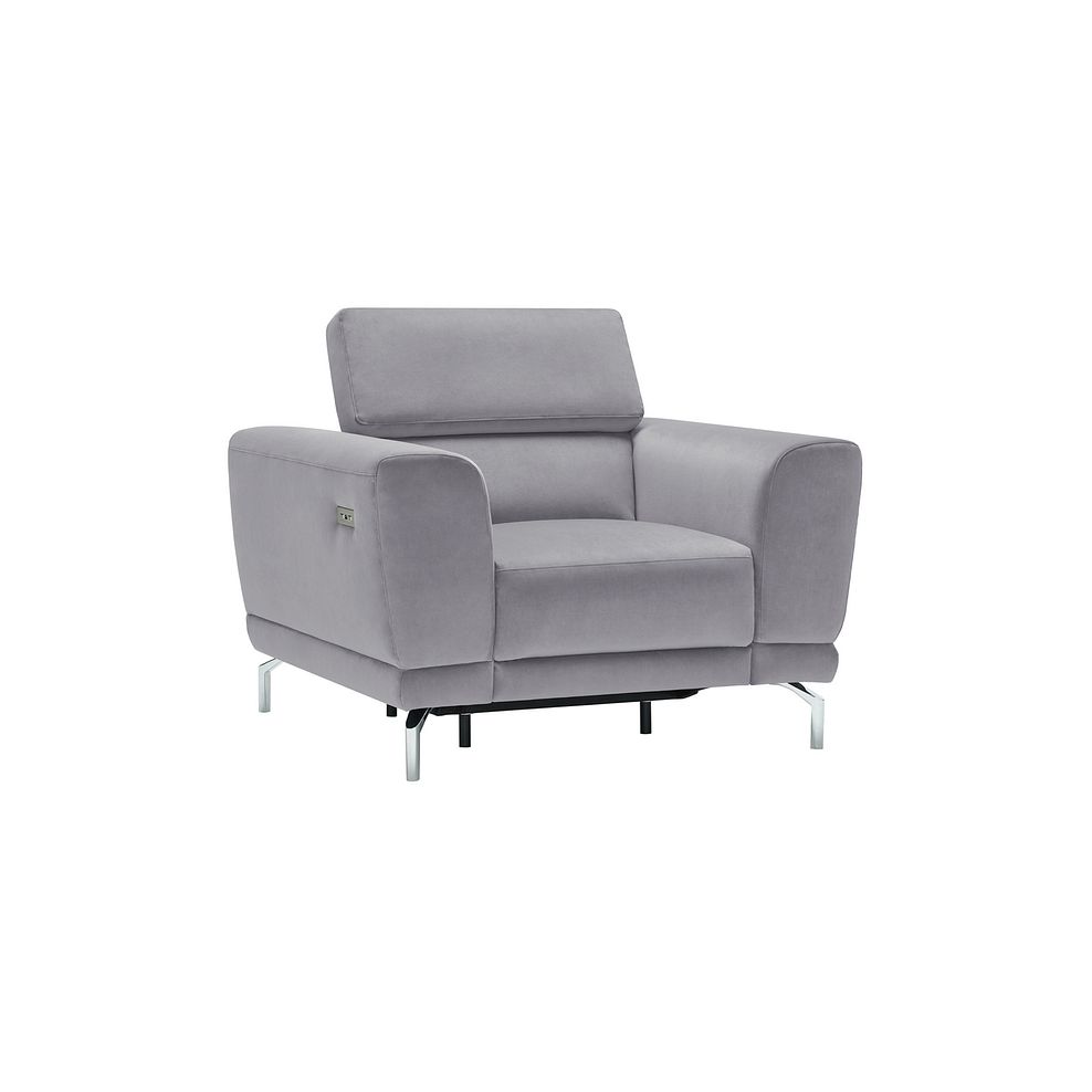 Sienna Recliner Armchair in Silver fabric 2