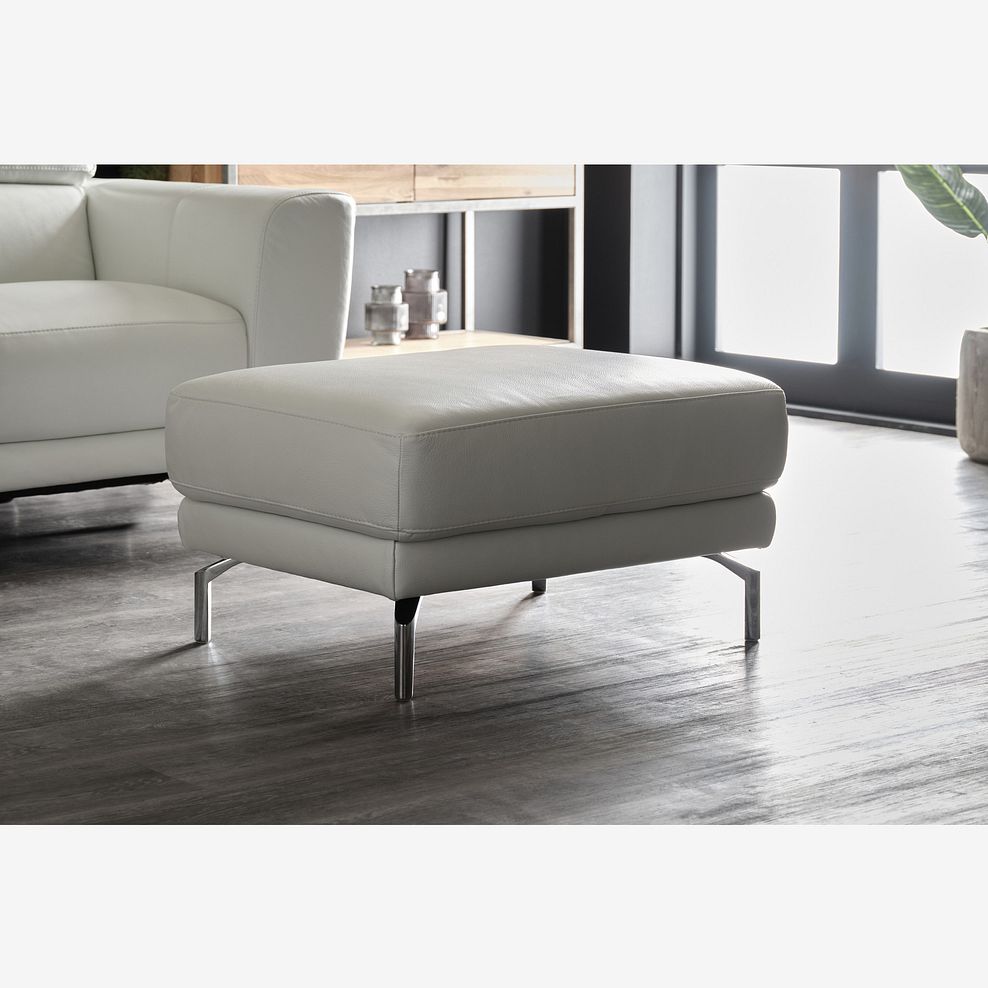 Sienna Footstool in White Leather 1