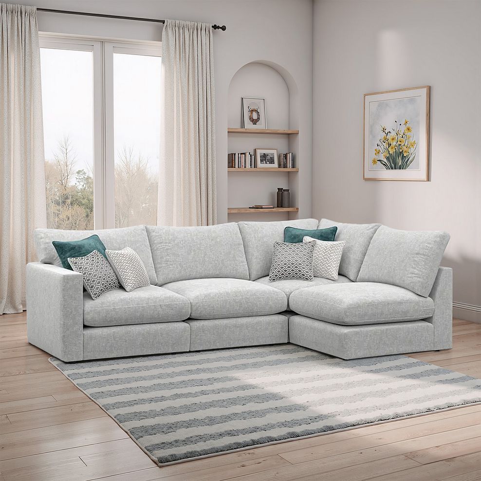 Malvern 4 Seat Left Hand Modular Corner Sofa in Silver fabric - Group 4 1