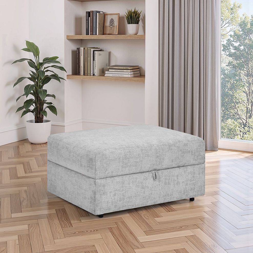 Malvern Storage Footstool in Silver fabric 1