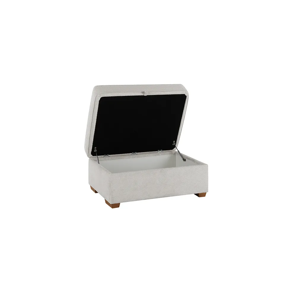 Nebraska Corner Chaise Large Storage Footstool in Silver fabric 4