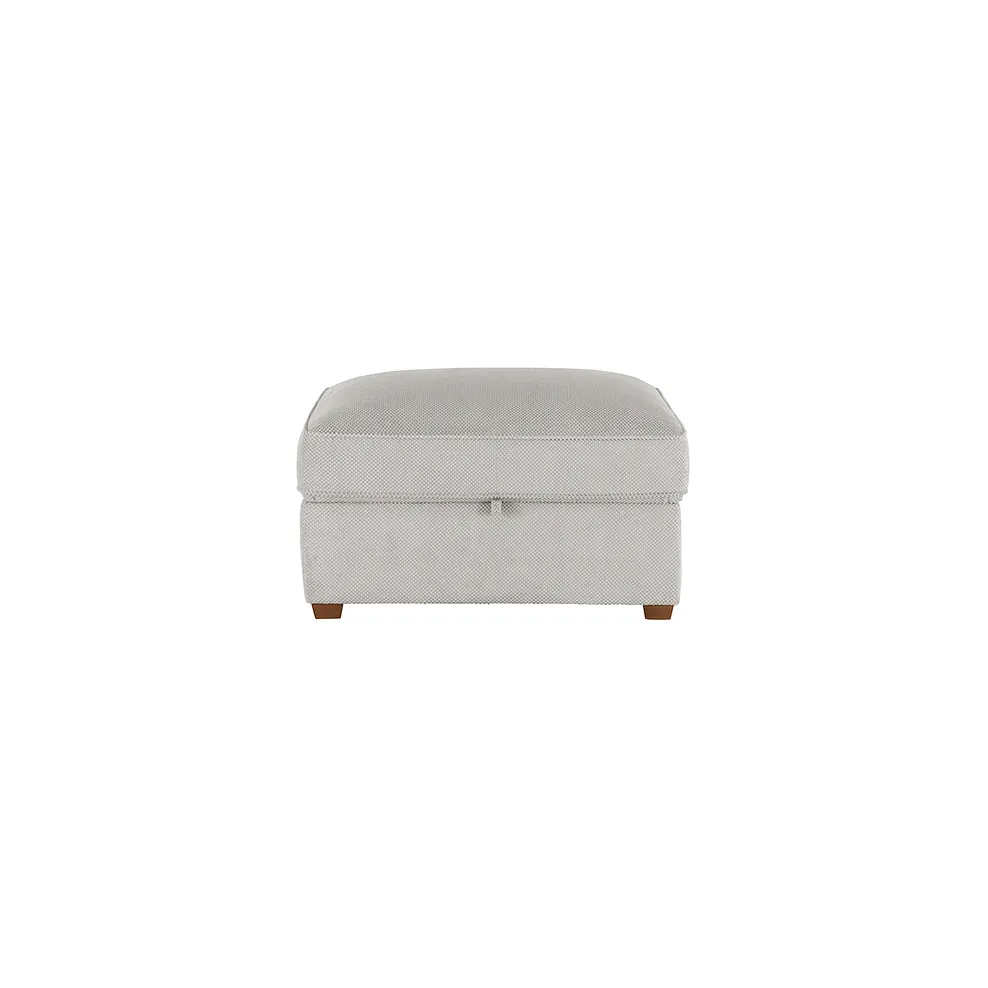 Nebraska Corner Chaise Large Storage Footstool in Silver fabric