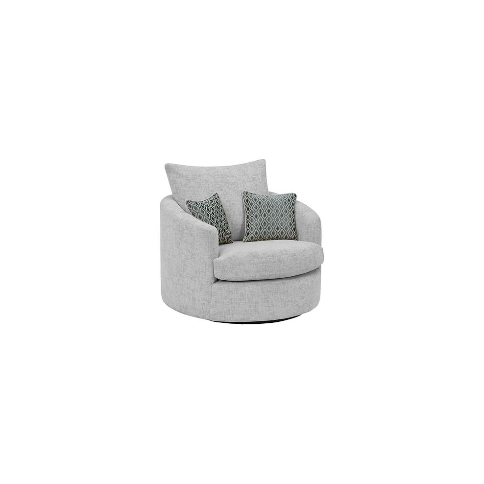 Malvern Swivel Cuddler Chair in Silver fabric 2