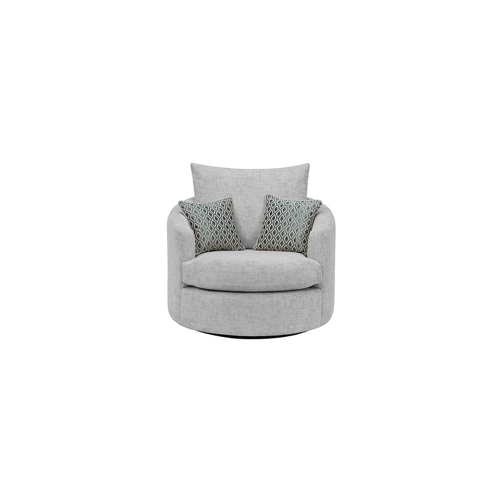 Malvern Swivel Cuddler Chair in Silver fabric 3