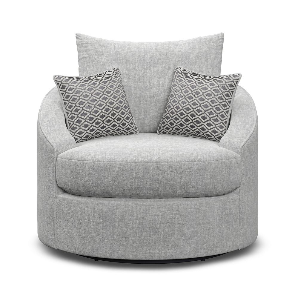 Malvern Swivel Cuddler Chair in Silver fabric 3