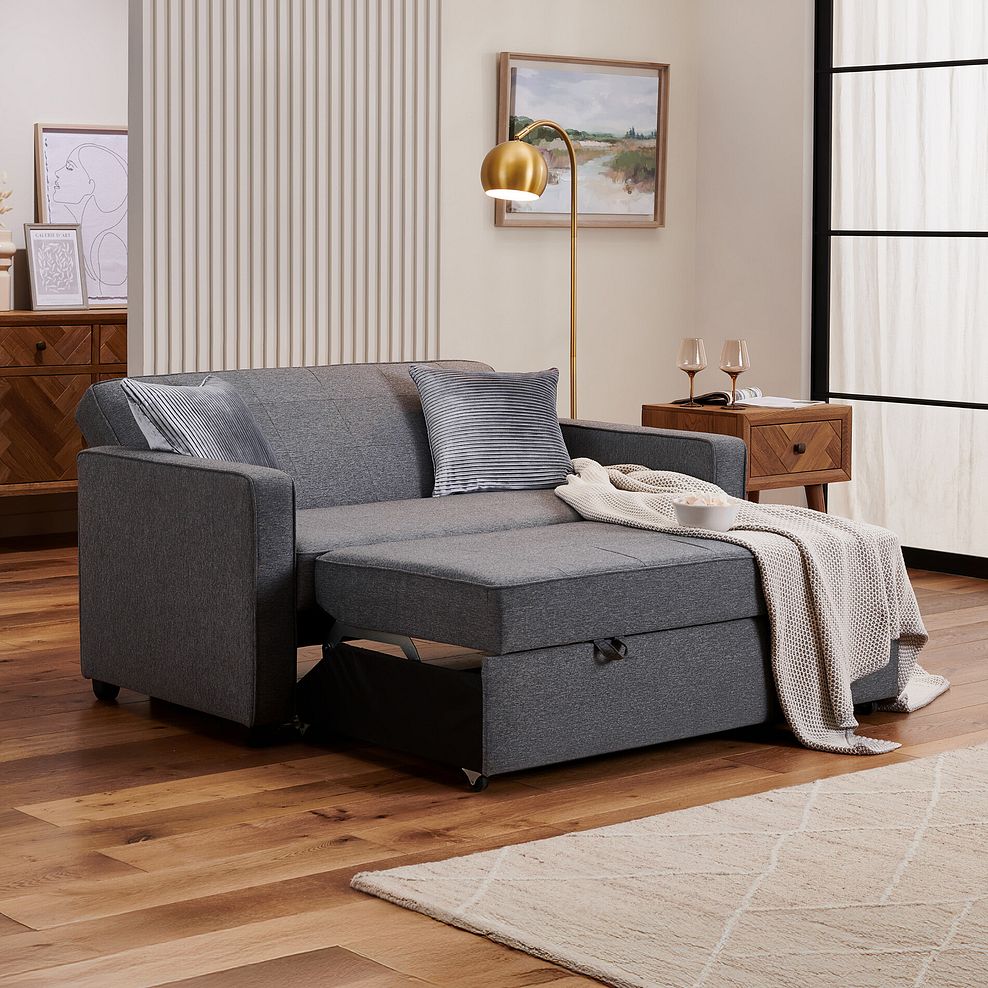 Snooze 2 Seater Sofa Bed in Dark Grey Fabric 2