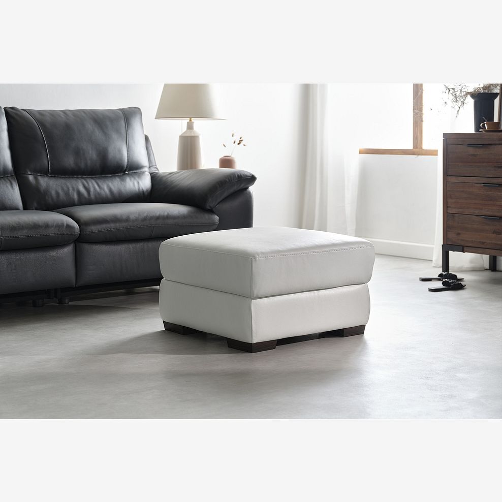 Sorrento Storage Footstool in White Leather 1
