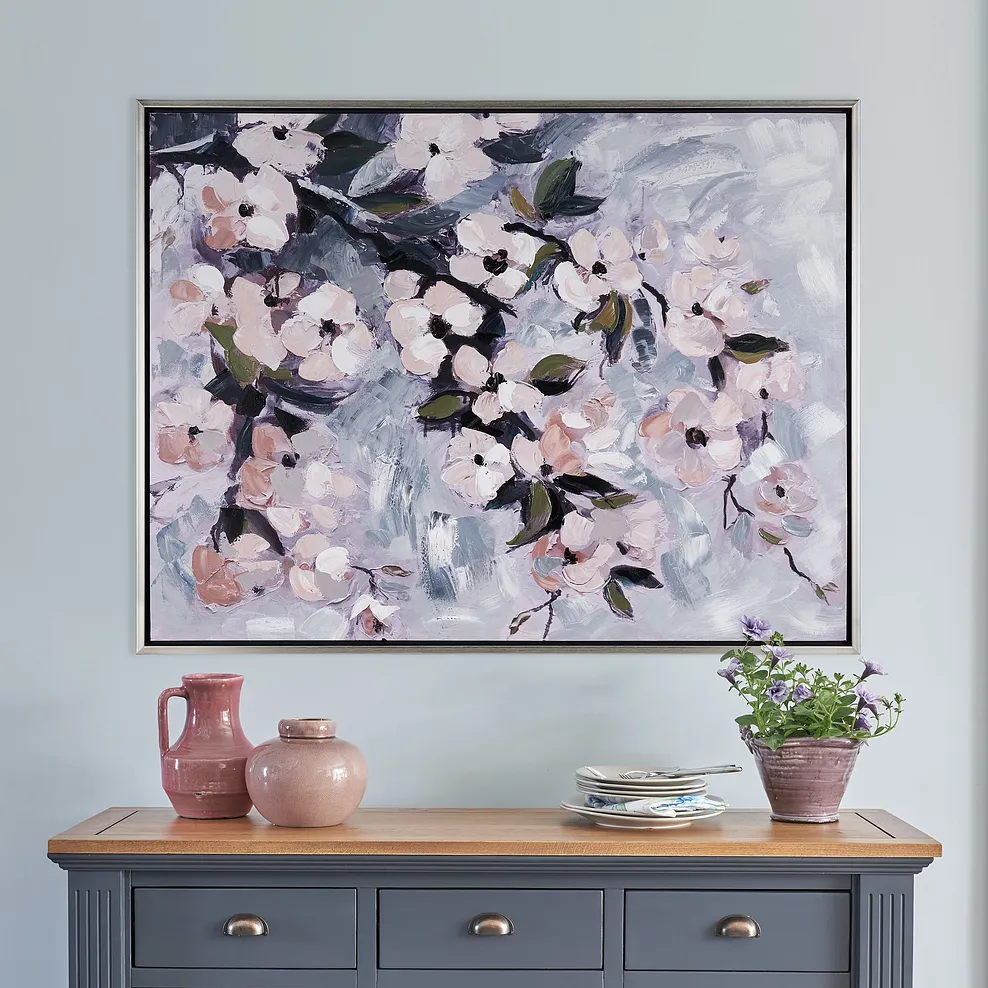 Spring Blooms Handpainted Framed Canvas Print 1